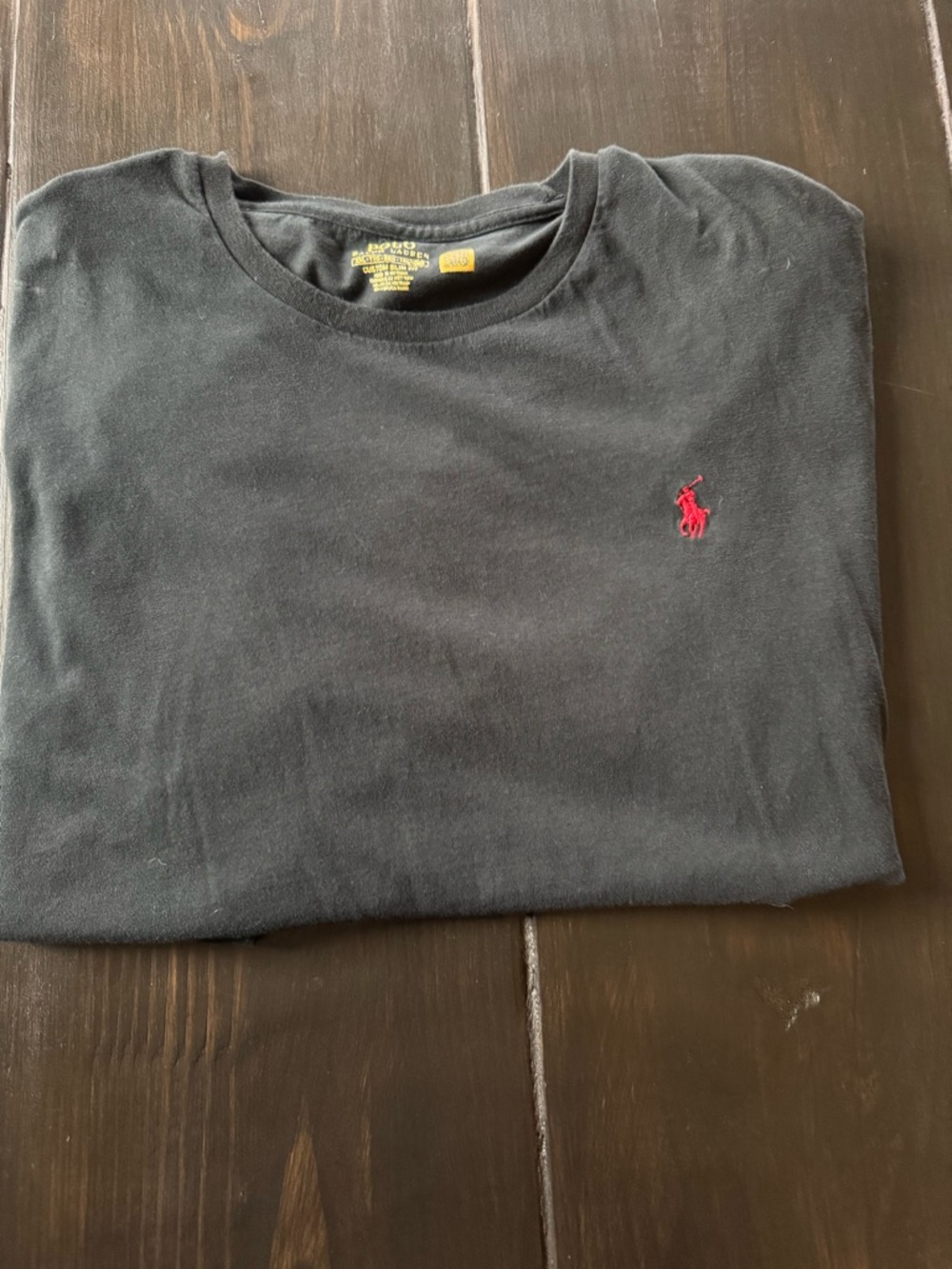Polo by Ralph Lauren Black Crew Neck T-Shirt with Red Polo Pony